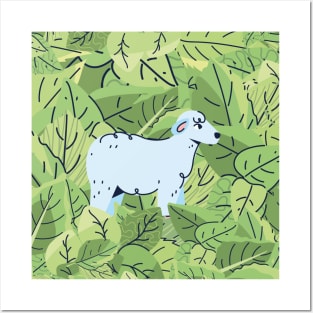 Sheep in Leaves Posters and Art